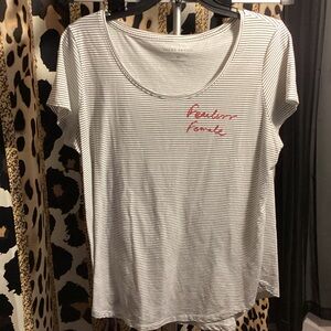 Lucky Brand White with Black Stripes “Fearless Female” Tee